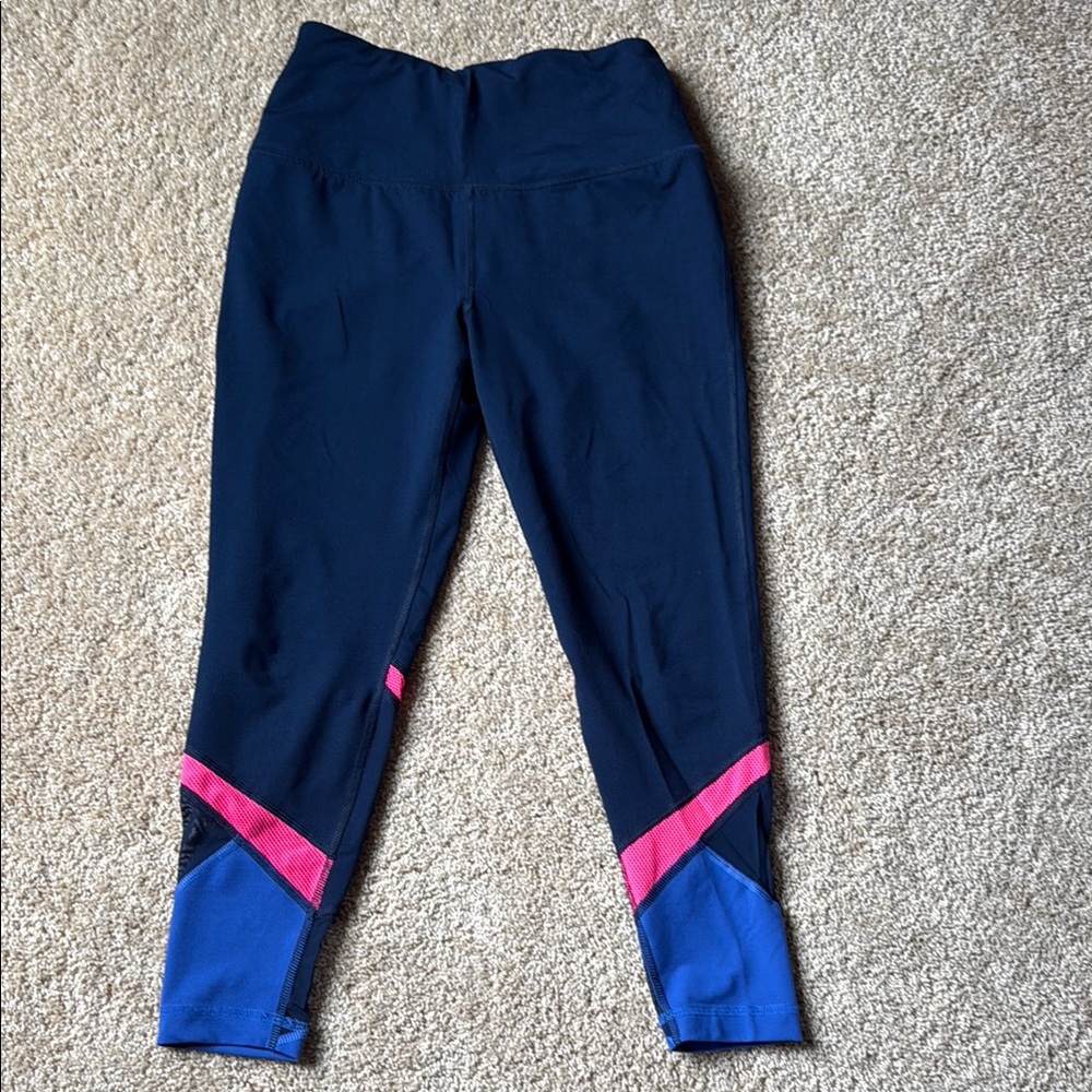 Navy Leggings with Pink and Blue Accents